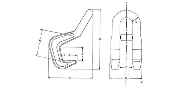 EH鋼板水平吊鉤尺寸圖
