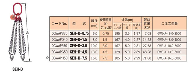 SEH-D型雙腿鏈條索具（直接式）