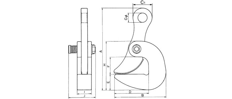 CH N水平吊鉗尺寸圖