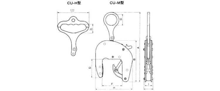 CU-M型三木混凝土專用吊具尺寸圖