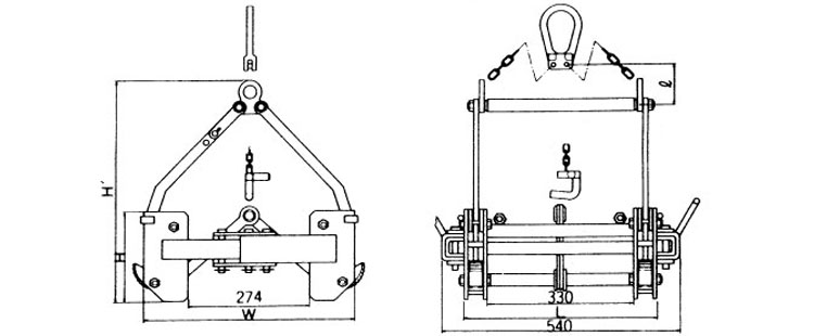 三木CU-SEA型U字溝用吊具尺寸圖